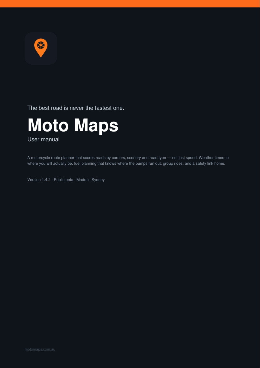 The cover of the Moto Maps user manual.